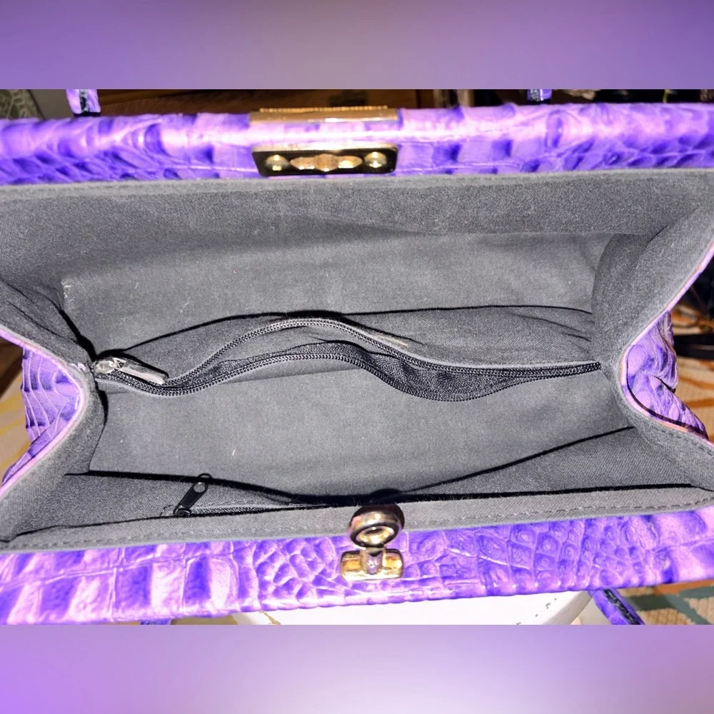 RARE XL Italian Leather Croc Doctor Bag - Electric Amethyst - Picture 14 of 16